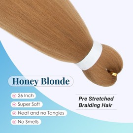 TESS 66 cm Pre Stretched Braiding Hair, Honey Blonde, Jumbo Braid Synthetic Hair for Braiding, 3 Pieces, Braids Extensions, 90 g/Piece Hair Extension (Honey Blonde-3 Pieces)