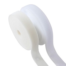 Sew on Hook and Loop Strips 1in x 5yd | Easy to Sew | Excellent Grip | Non-Adhesive Back Nylon Strips Fabric Fastener Non-Adhesive Interlocking Tape for Clothing Sewing Crafts and DIY Projects, White