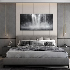 Abstract Waterfall Pictures Wall Art for Living Room - Black and White Wall Decor for Teen Bedroom - Modern Pictures for Office Wall Decor Size 24" x 48"