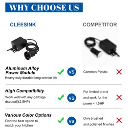 CLEESINK Garbage Disposal Air Switch Kit, Sink Top Waste Disposer Short Stainless Steel Oil Rubbed Bronze On/Off Push Button with Aluminum Alloy Power Module, Food Wasting Disposals Replacement Parts