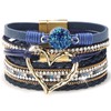 Suyi Multilayer Leather Wrap Bracelet Heart-Shape Wide Cuff Bracelets for