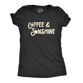 Womens Coffee and Sunshine T Shirt Cute Tee for Ladies Funny T Shirts Summer Tops for Women Cool Coffee Top Women's Novelty Tees Black M