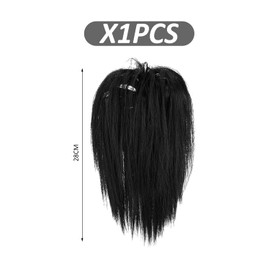 1 Piece Ponytail Hair Bag Wig Bun Ponytail Wig with Clip Braided Short Straight Wig Braids Women Headwear Suitable for Women and Girls (Black)