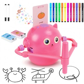 HUIJUTCHEN Drawing Robot for Boys Girls, Educational Drawing Machine Voice Interaction Draw Learning Machine with 100 Word Cards & 12 Color Pens Present for Boys Girls Birthday Christmas