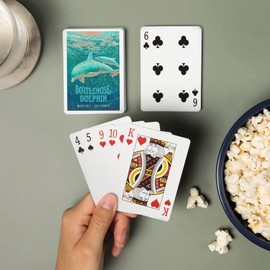 Lantern Press Monterey, California, Fluid Linework, Bottlenose Dolphin (52 Playing Cards, Poker Size Card Deck with Jokers)