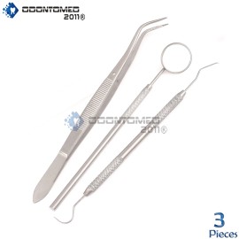 ODONTOMED2011 ODM 3pcs Basic Dental Instruments Set Mirror Explorer C. plier Teeth Clean