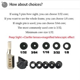 Archery Peep Sight for Compound Bow Interchangeable Aluminium Alloy Inner Core with Peep Visor Hoody Compound Bow (37°, Black, B)