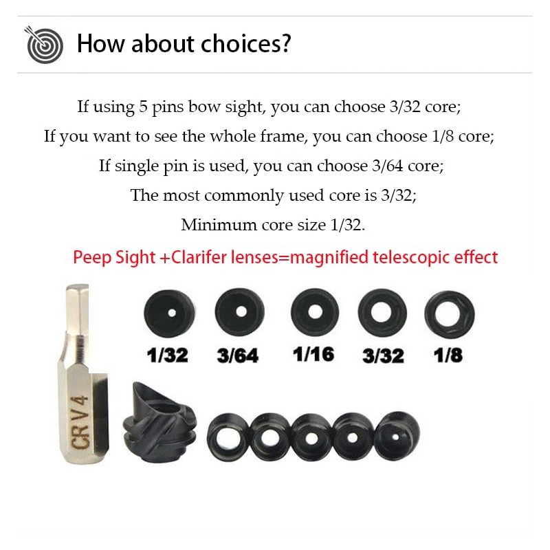 Archery Peep Sight for Compound Bow Interchangeable Aluminium Alloy Inner