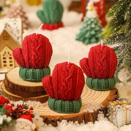 Linkirah Christmas Candle Set Realistic Flake Christmas Glove Shaped Happy Holiday Merry Christmas for Your Loved One Home Decoration (Matches Not Included)