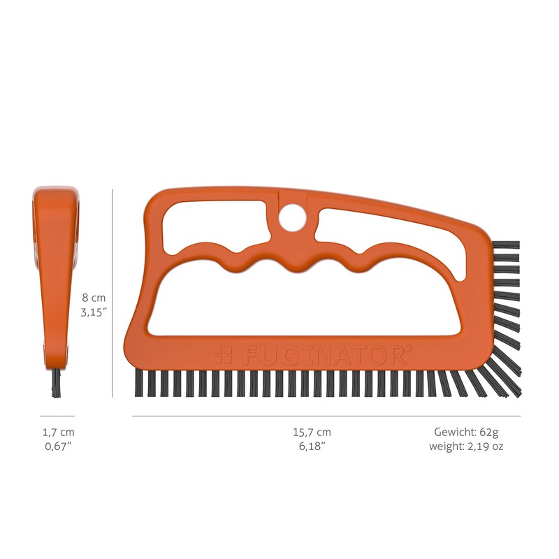 FUGINATOR® Grout Brush Orange/Grey for Cleaning Joints in Wall &
