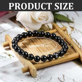 XUZOPIM Obsidian Bracelet Black Tourmaline Bracelet Crystals Bracelet Women Men Pearl Bracelet Gemstones Healing Stones Bracelet Beads Elastic Bracelets Natural Stone Jewellery
