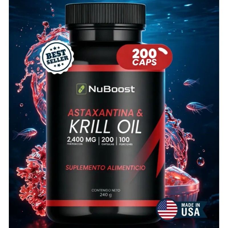 Astaxantina Krill Oil Omega 3 200 Cápsulas 100 Porciones