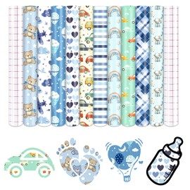 HTVSTD Boho Permanent Adhesive Vinyl-10 Sheets 12 * 10inches Rainbow/Car/Heart Pattern Self Adhesive Vinyl Water Proofing Permanent Vinyl for Mugs Vinyl