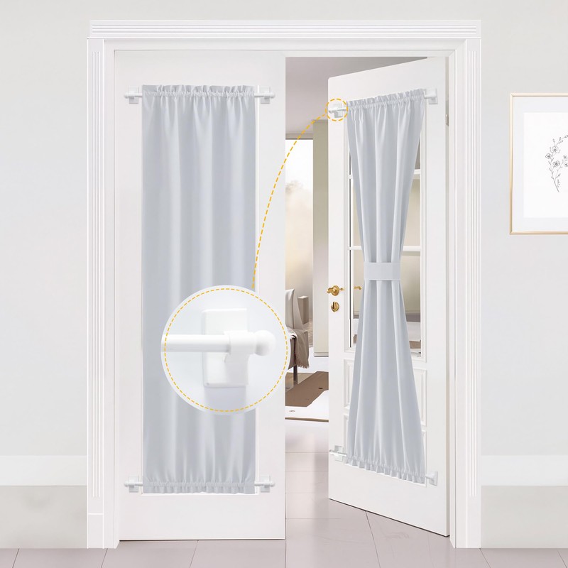 NICETOWN 2 Pack White Magnetic Curtain Rods for Metal Doors