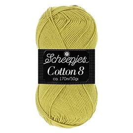 Scheepjes Cotton 8 Cotton Yarn Green Pistachio | Crochet Wool Pure Cotton for Knitting and Crocheting | 100% Cotton | 50 g ~ 170 m for Needle Size 3 mm (669)