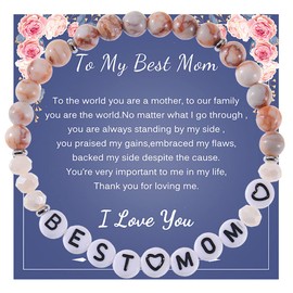 BEARJIA To My Daughter Sister Mom Grandma Granddaughter Bracelet Jewellery Natural Stone Bracelet, Bracelet Jewellery for Women (Best Mom, Stone)