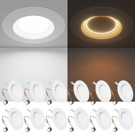 Ensenior 5/6 Inch 5CCT LED Can Lights with Night Light 12 Pack, Retrofit Led Recessed Lighting, Baffle Trim, Dimmable, 9W=110W, 1000LM, IC Rated - FCC