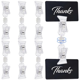 Double-sided sign pendant clips, 6 pieces, double-sided price tag holder, rotating transparent double label clip, photo holder, clips for displaying business cards, flea market note holder