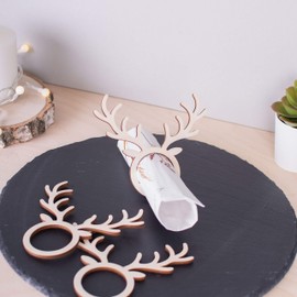 LAUBLUST Wooden Napkin Holder Set of 8 – Stag Head Design, Approx. 12 x 11 cm – Napkin Rings as Festive Table Decoration