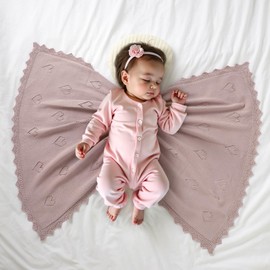 mimixiong Cellular Blanket Newborn Knitted Soft Cotton Baby Blanket for Newbron Baby Boy Girls 100x80cm (Purple)