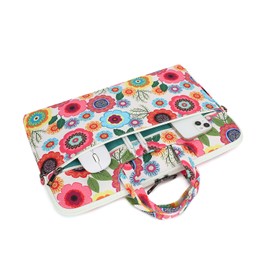 Canvaslove Water Resistant Laptop Shoulder Sleeve Case Bag for MacBook Pro 16 inch and 15.6 inch and 16 inch laptop (Red Flower)