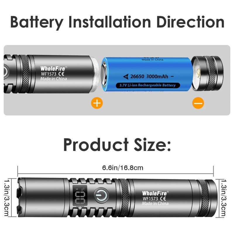 50000000Lumen Super Bright LED Tactical Flashlight Rechargeable LED Work Light