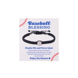 Kvekstio Baseball Gift - Men's Adjustable Braided Baseball Charm Bracelet, Baseballs Player Accessories, Baseballs Team Motivational Gift for Him, Sports Stuff for Base-ball Lover