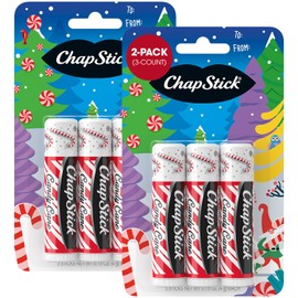 ChapStick Lip Balm, Candy Cane, 6-Count – Fresh & Minty Lip Moisturizer, Stocking Stuffer, 0.15 Oz Ea