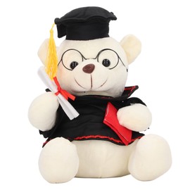 Little Bear Plush Doll with Gown Cap Diploma Bear Stuffed Doll Toy Stuffed Animal Plush Toy for Graduation Gifts White