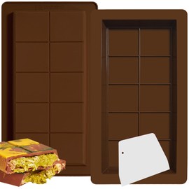 Zorazio Extra Large Dubai Chocolate Bar Mold 2Pack, Dubai Chocolate Bar Mold Deep, 1Inch Deep Chocolate Bar Mold for Dubai Chocolate Bar Pistachio, Silicon Chocolate Mold for Stuffed Bar Knafeh