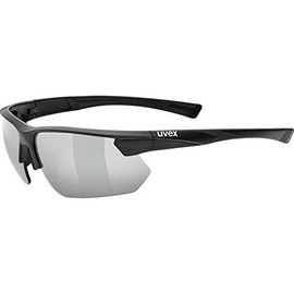 uvex Sportstyle 221 - Sports Sunglasses for Men and Women - Mirrored Lenses - Extra Wide Field of Vision - Black Matt/Silver - One Size