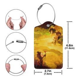 Ghost Angel Love 2 Pack Luggage Tags, Unique Leather Suitcase Tags Identifiers with Privacy Name Address Labels & Durable Steel Loop