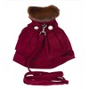Burgundy Wool with Fur Collar Harness Coat for Dogs (S