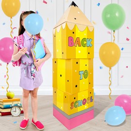 Welcome Back to School Decorations 4pcs Big Pencil Boxes for First Day of School Classroom Decorations New Term Begins Party Supplies