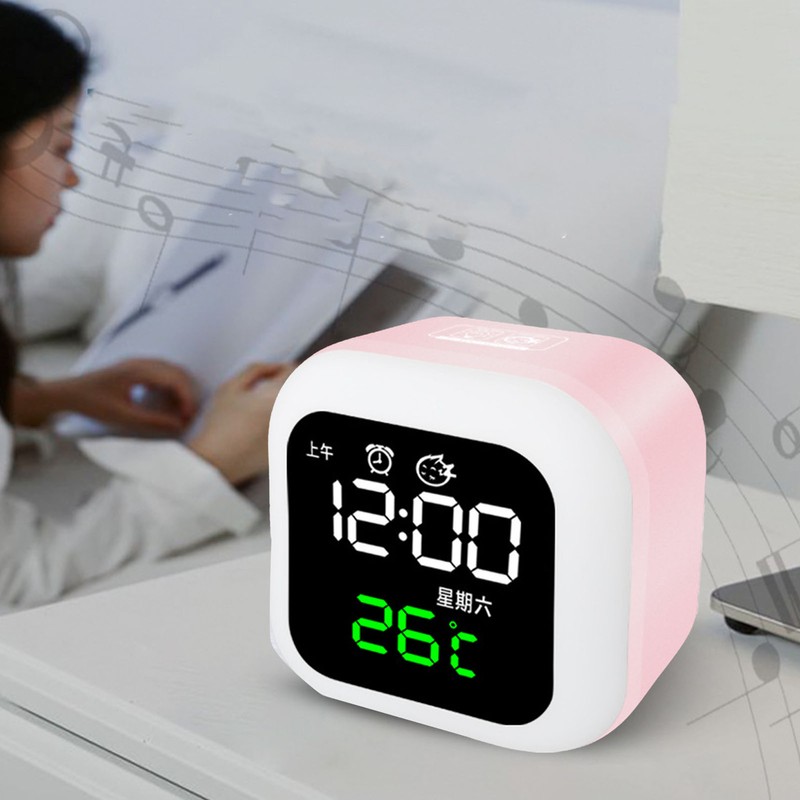 LED Alarm Clock Night Light USB Rechargeable Mirror Design Adjustable