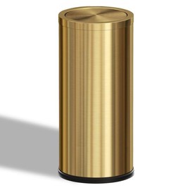 YOJIA 7.92 gallon/30L Kitchen Trash Can with Lid, Tall Slim, Elegant, Gold, Brushed Stainless Steel Garbage Can for Office, Hotel, Kitchen (30Lgold)