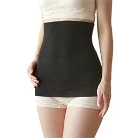 Silk and cotton belly band (black, regular length 36cm)