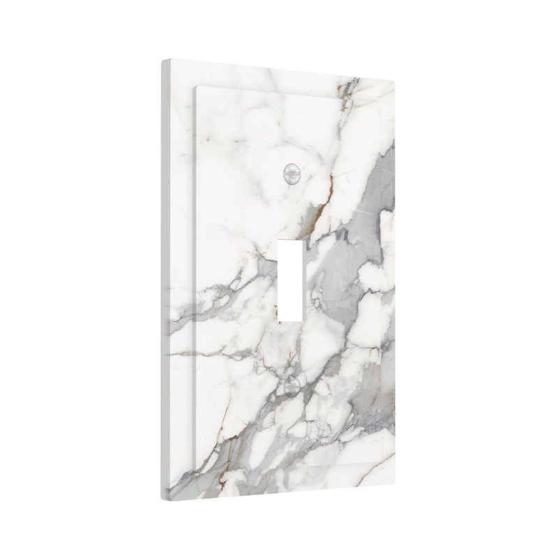 Ukutarly Gray White Marble 1 Gang Single Rocker Decorative Electrical