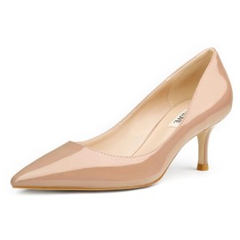 JOY IN LOVE Women's Shoes Low Heels Pointy Toe Kitten Heel Daily Pumps Nude 6 US
