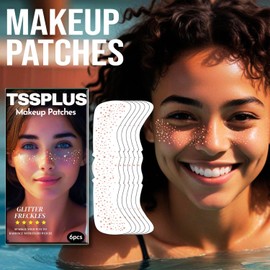 Glitter Freckles Face Tattoo - 6PCS Rose Gold Glitter Freckle Tattoos for Women, Sparkle Freckles for Face, Fake Freckles Glitter Makeup, Freckle Stickers for Face & Body (Rose Gold)