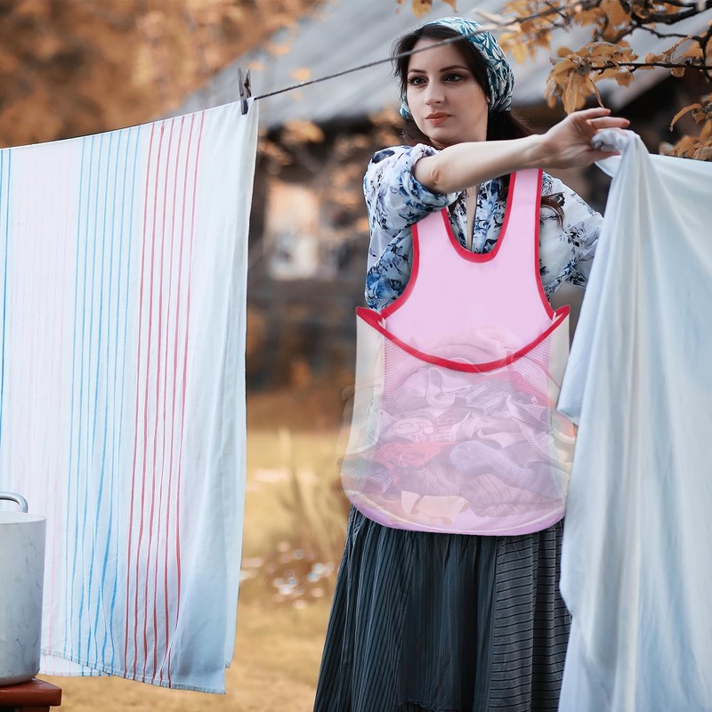 HAFRILY Portable Clothes Drying Apron Laundry Apron with Pouch Large
