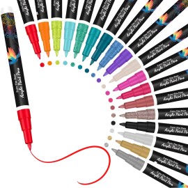 Imagine it 18 Colors Acrylic Paint Marker Pens 0.7mm Fine Tip for Rock Canvas Ceramic Art