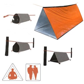 Emergency Shelter Sets, Survival Shelter 1 Survival Tent 1 Mylar Blankets 1 Emergency Sleeping Bag 1 Poncho for Outdoor Carcar Kits, Camping, Hiking (Orange)