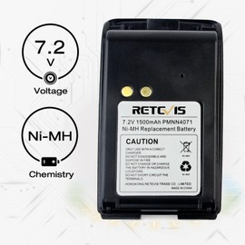 Retevis 7.2V Ni-MH Rechargeable Battery, Compatible with Motorola Radios Mag One BPR40 A8 PMNN4071AR PMNN4071A PMNN4071 2 Way Radio, 1500mAh Walkie Talkies Battery with Belt Clip(5-Pack)