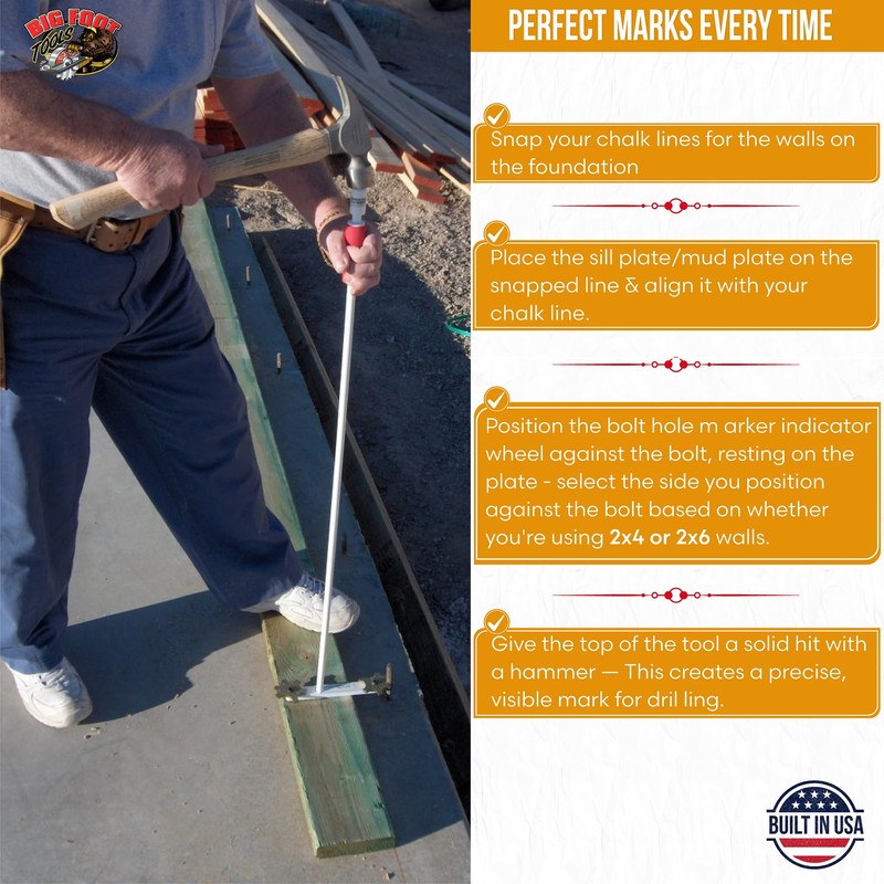 Big Foot Stand-Up Bolt Hole Marker - Precision Construction Marker