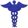Wholesale Applique Blue Medical Caduceus Embroidered 2-1/4" x 2-1/4" Square