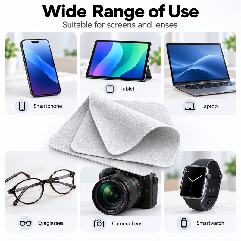 Microfiber Polishing Cloth for Screens & Eyeglasses – Reusable Double-Layer