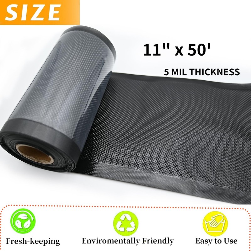 11" x 50' Vacuum Seal Bags Roll Black Clear 5