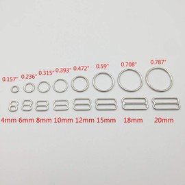 Rings and Sliders Premium Jewelry Quality Bra Making/Replacement Metal Supplies Garment DIY Accessories (Silver,10mm)