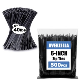 AVERZELLA Black Zip Ties 6 inch 500 Pack 40 Lbs, Small Zip Ties UV Rated Self-locking Zipties, Plastic Wire Ties Cable Tie for Wires Cables Cords Garden Plants PC Crafts (Black)